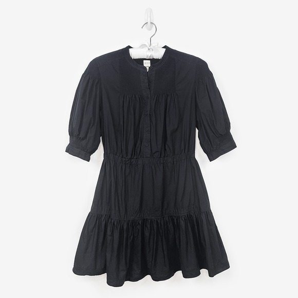 La Vie Rebecca Taylor Dresses & Skirts - La Vie Rebecca Taylor Tiered Mini Dress Size M Black Cotton Classic Quiet Luxury
